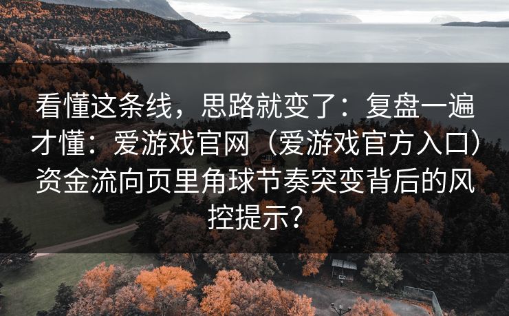 看懂这条线，思路就变了：复盘一遍才懂：爱游戏官网（爱游戏官方入口）资金流向页里角球节奏突变背后的风控提示？