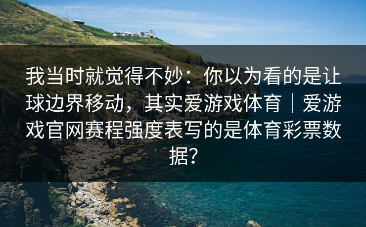 我当时就觉得不妙：你以为看的是让球边界移动，其实爱游戏体育｜爱游戏官网赛程强度表写的是体育彩票数据？